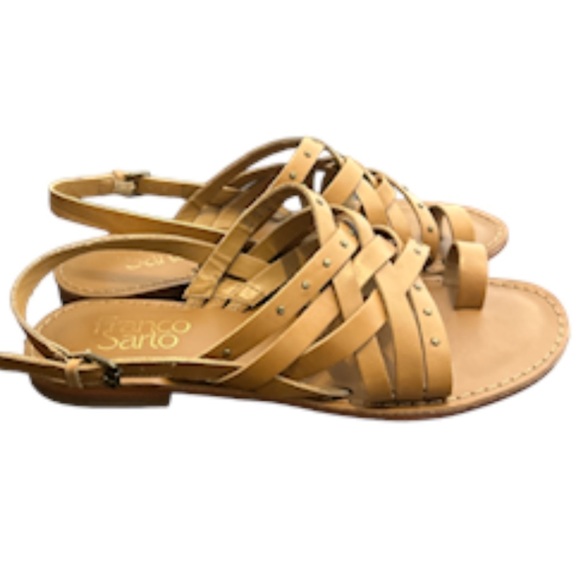 Franco Sarto Crisscross Leather Strappy Studded Flats Sandals Women size 6 - Picture 1 of 16